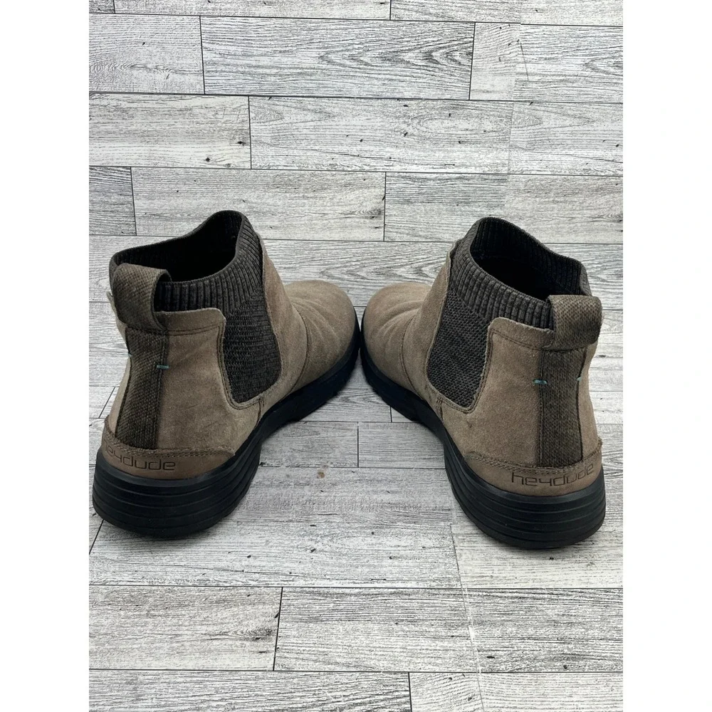 Hey Dude Scott Suede Fossil Men Chelsea‎ Boots Size 10 Slip On Brown 112384962